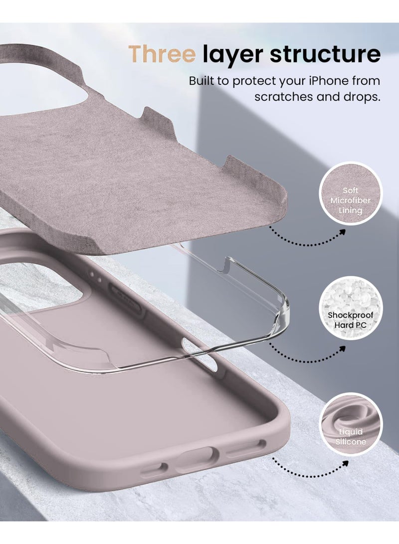 Compatible with iPhone 16 Pro Case 6.3 Inch Slim Liquid Silicone 4 Layers Soft Gel Rubber Shockproof Protective Phone Case with Anti Scratch Microfiber Lining (Pink Sand) - Image 3